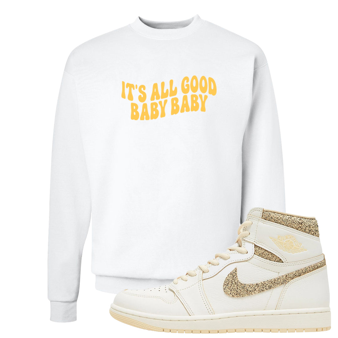 Vibrations of Naija 1s Crewneck Sweatshirt | All Good Baby, White