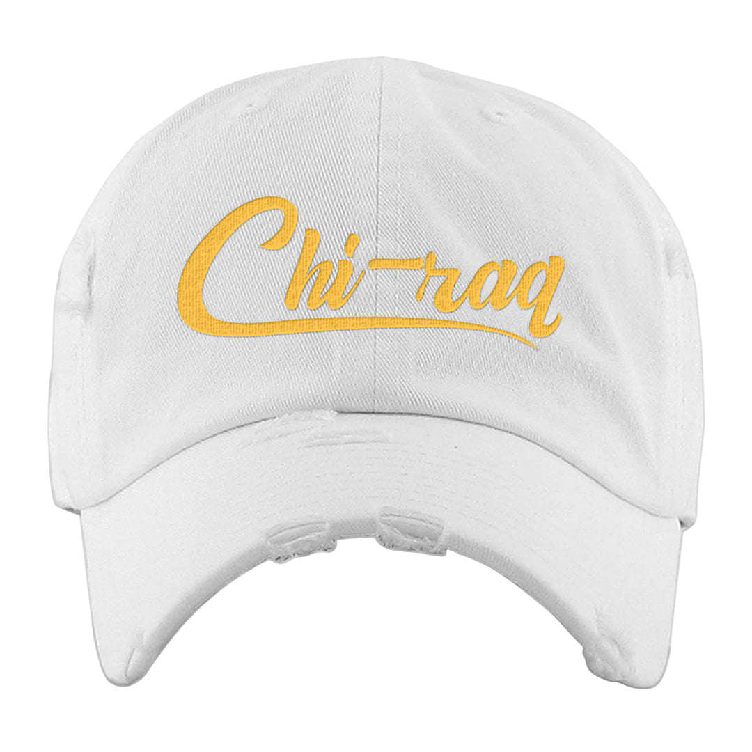 Vibrations of Naija 1s Distressed Dad Hat | Chiraq, White