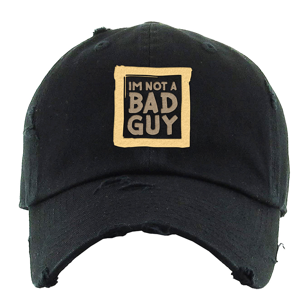 Vibrations of Naija 1s Distressed Dad Hat | I'm Not A Bad Guy, Black