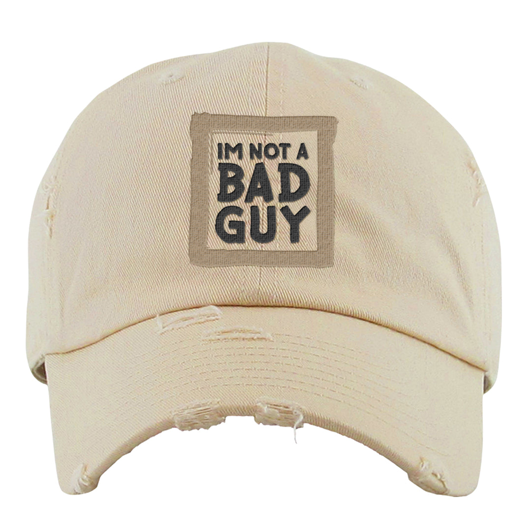 Vibrations of Naija 1s Distressed Dad Hat | I'm Not A Bad Guy, Ivory