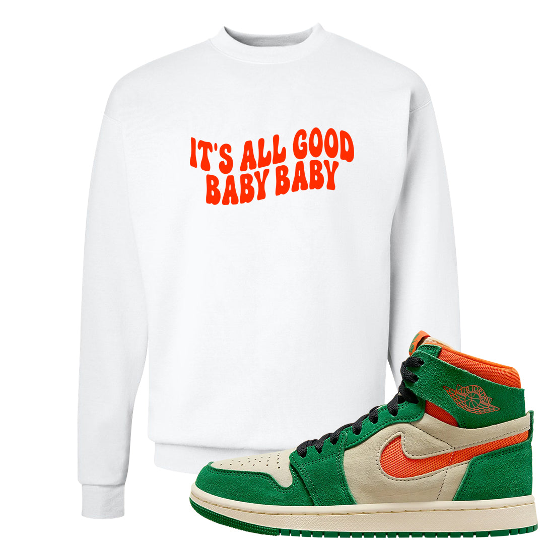 Orange Blaze Zoom 1s Crewneck Sweatshirt | All Good Baby, White