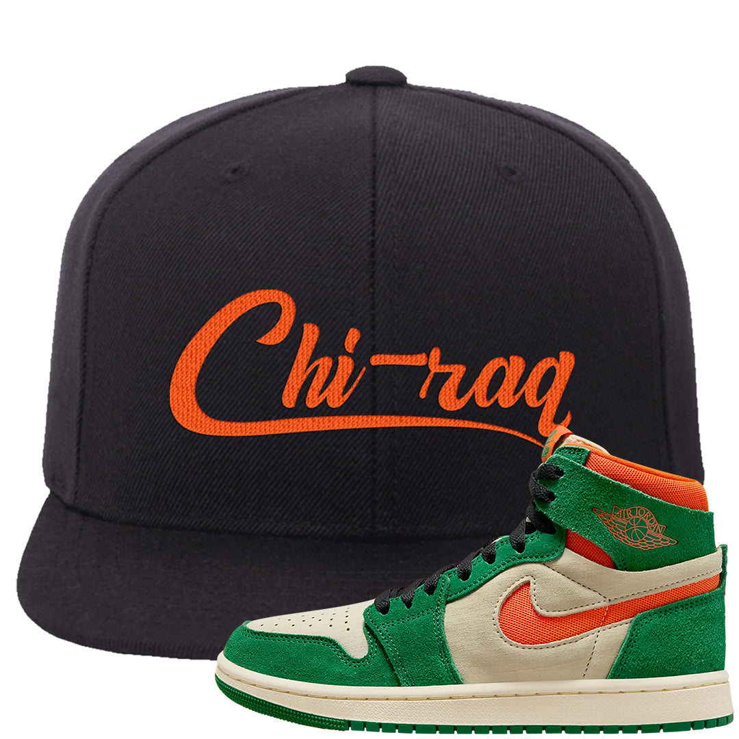Orange Blaze Zoom 1s Snapback Hat | Chiraq, Black