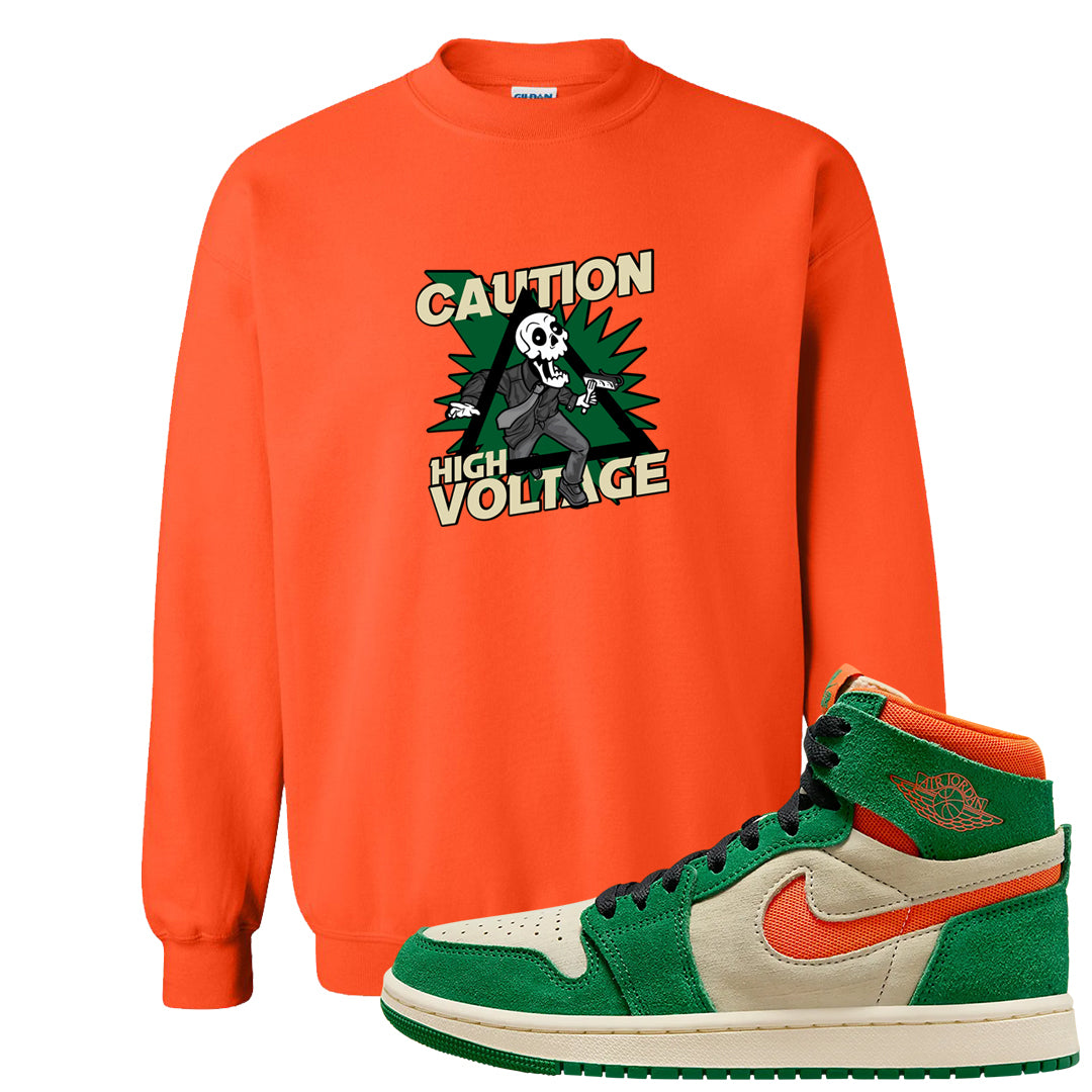 Orange Blaze Zoom 1s Crewneck Sweatshirt | Caution High Voltage, Orange