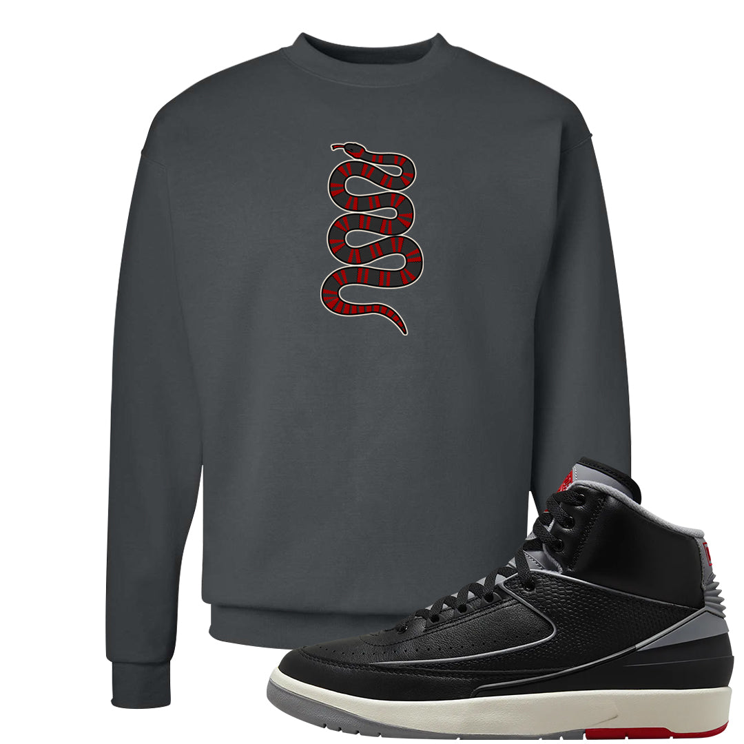 Black Cement 2s Crewneck Sweatshirt | Coiled Snake, Smoke Grey