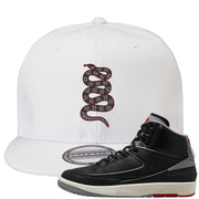 Black Cement 2s Snapback Hat | Coiled Snake, White