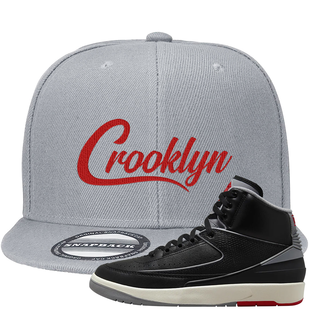 Black Cement 2s Snapback Hat | Crooklyn, Light Gray