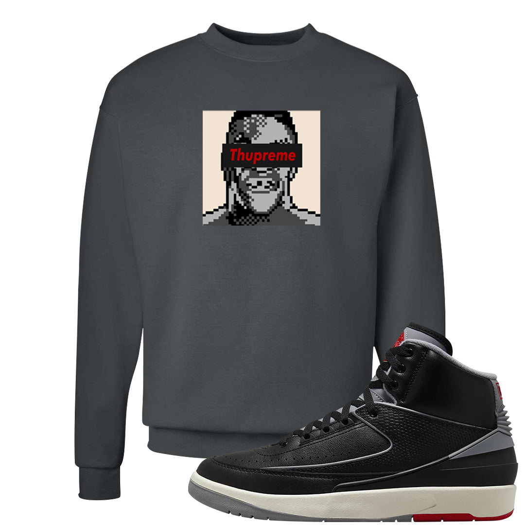 Black Cement 2s Crewneck Sweatshirt | Thupreme, Smoke Grey