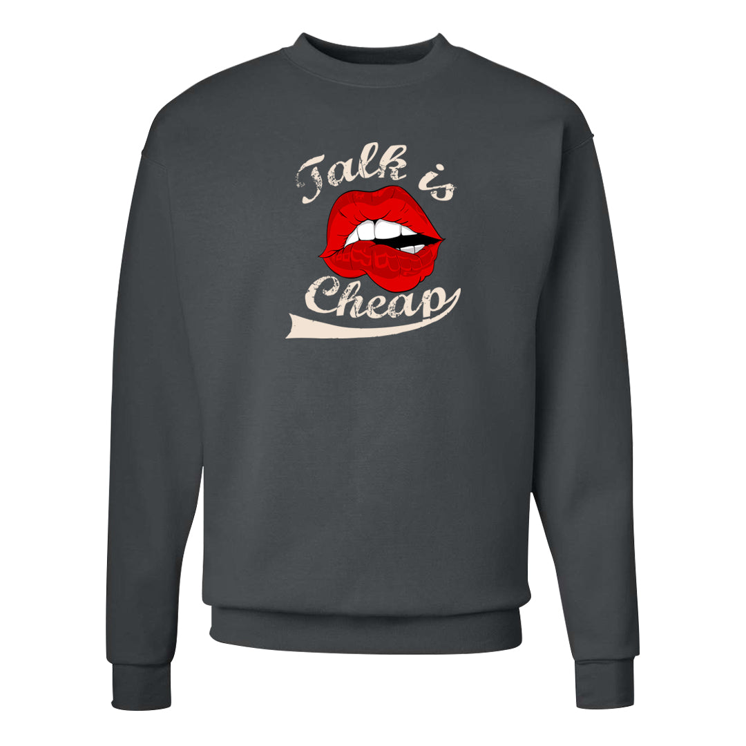 Black Cement 2s Crewneck Sweatshirt | Talk Lips, Smoke Grey