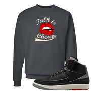 Black Cement 2s Crewneck Sweatshirt | Talk Lips, Smoke Grey