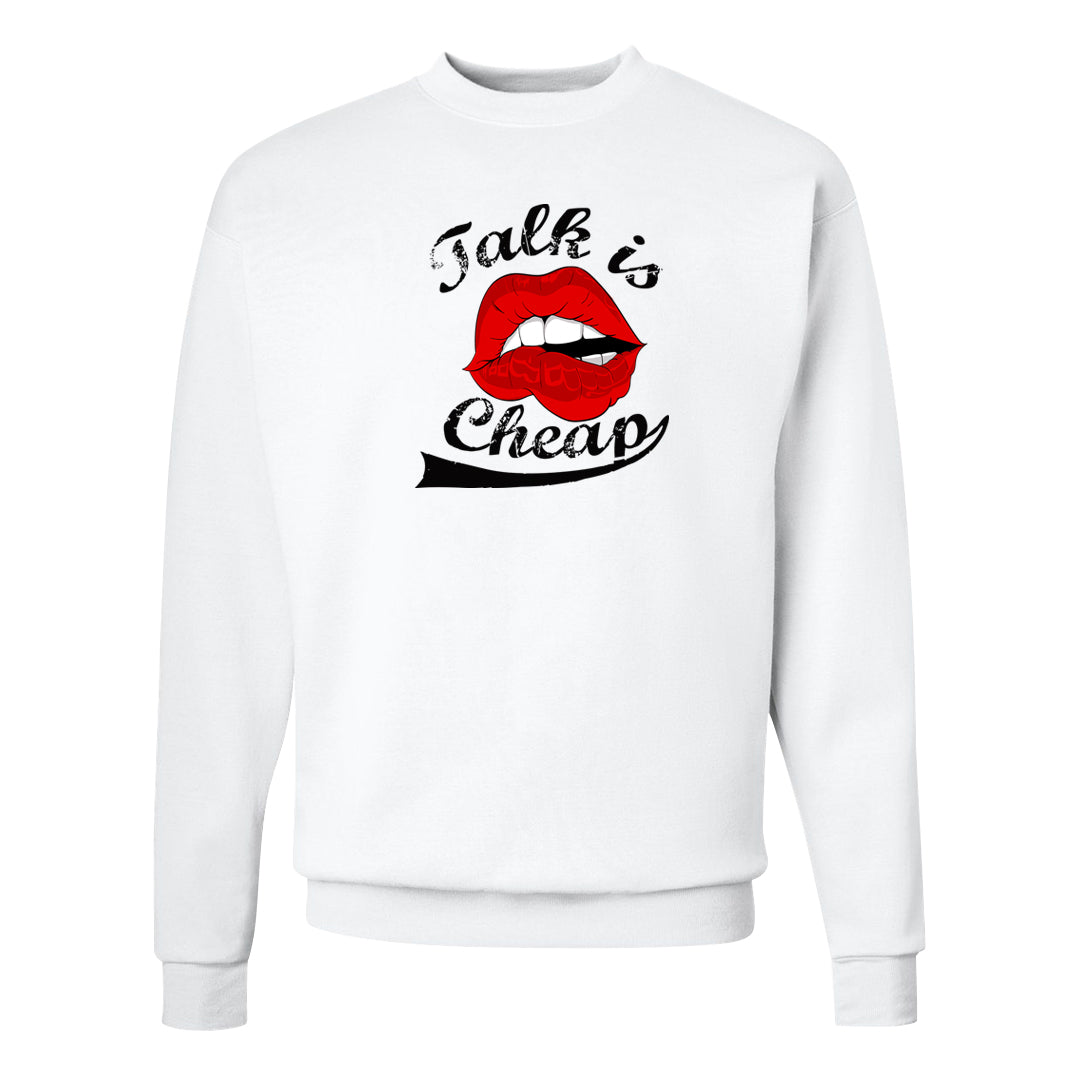 Black Cement 2s Crewneck Sweatshirt | Talk Lips, White