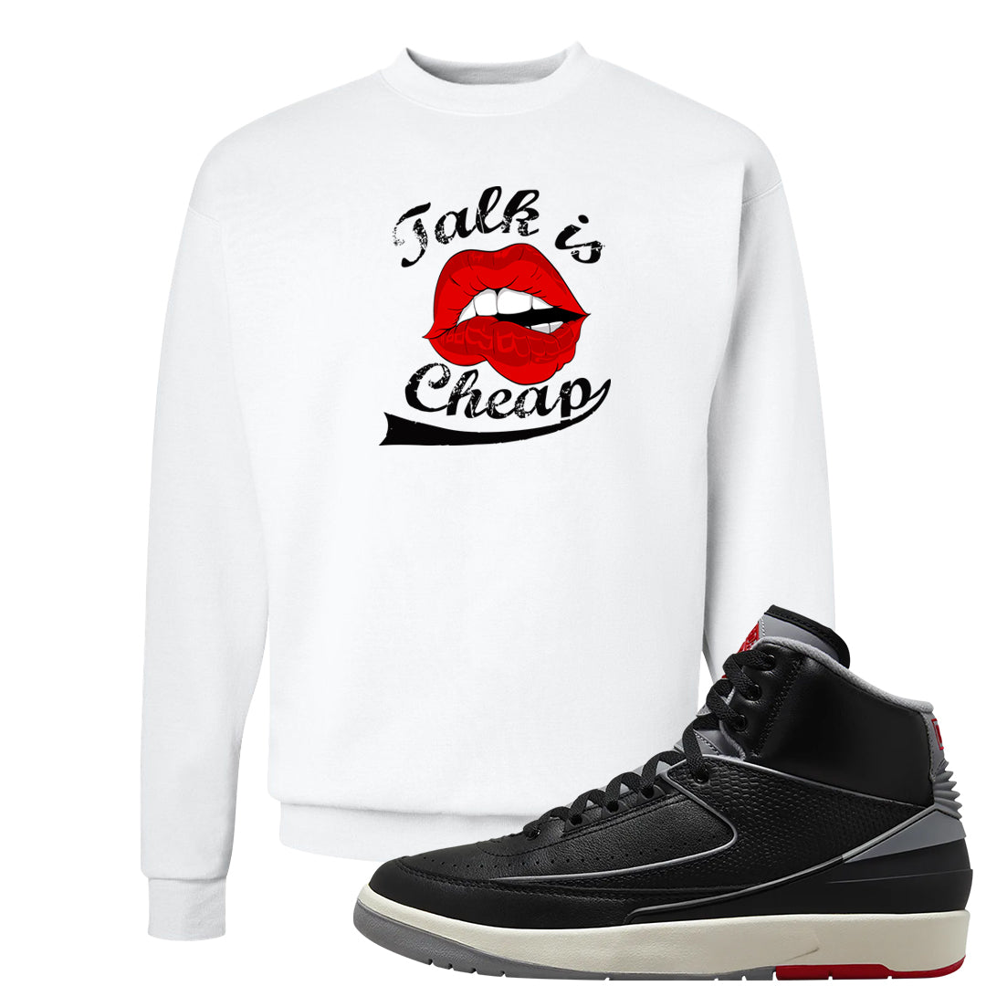 Black Cement 2s Crewneck Sweatshirt | Talk Lips, White