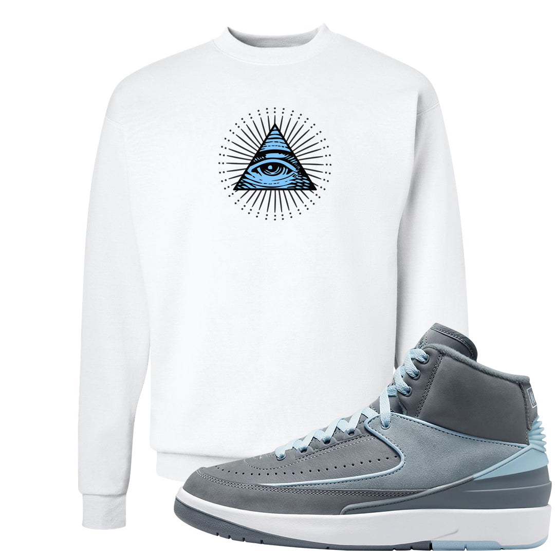 Cool Grey 2s Crewneck Sweatshirt | All Seeing Eye, White