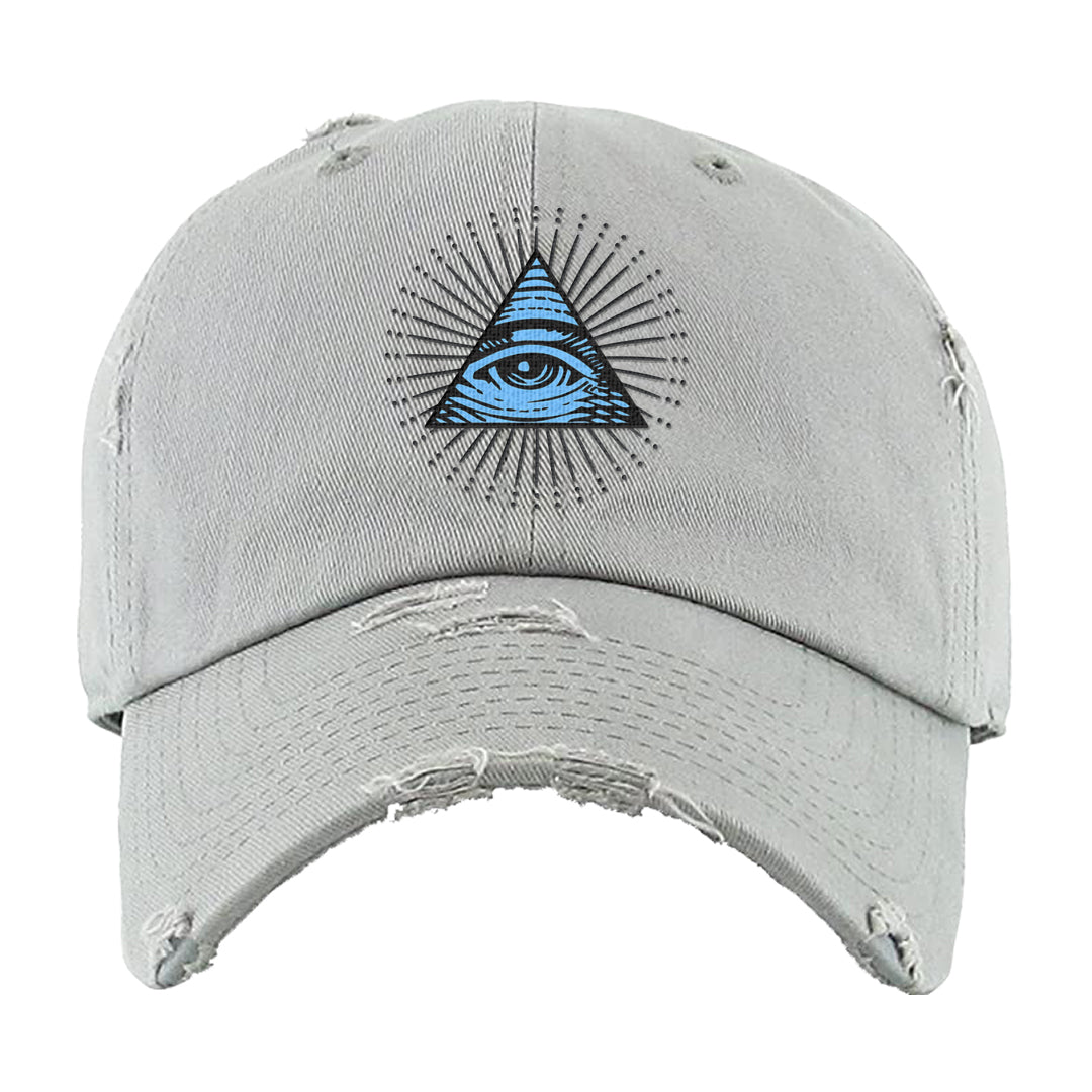 Cool Grey 2s Distressed Dad Hat | All Seeing Eye, Light Gray