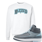 Cool Grey 2s Crewneck Sweatshirt | Blessed Arch, White