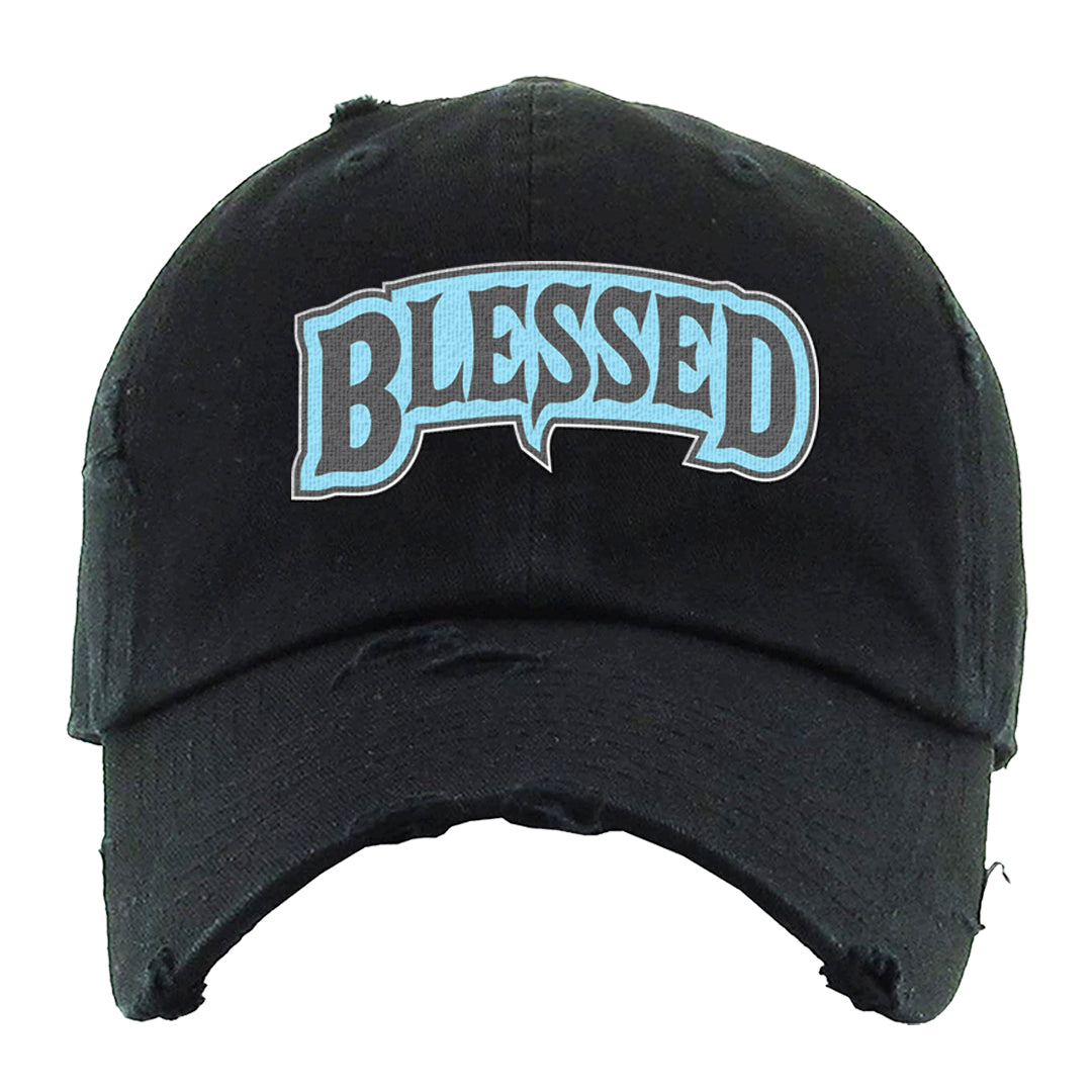 Cool Grey 2s Distressed Dad Hat | Blessed Arch, Black