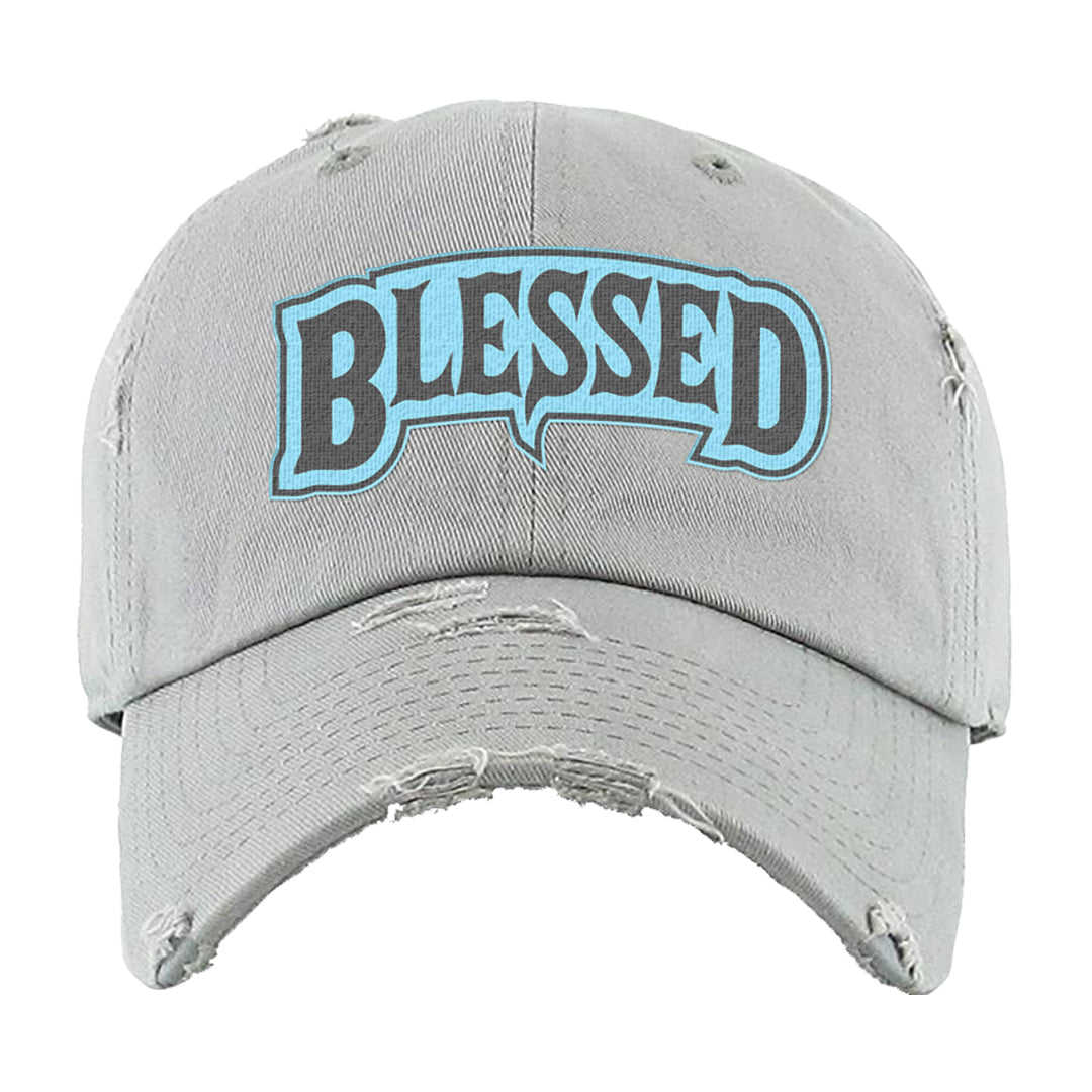 Cool Grey 2s Distressed Dad Hat | Blessed Arch, Light Gray