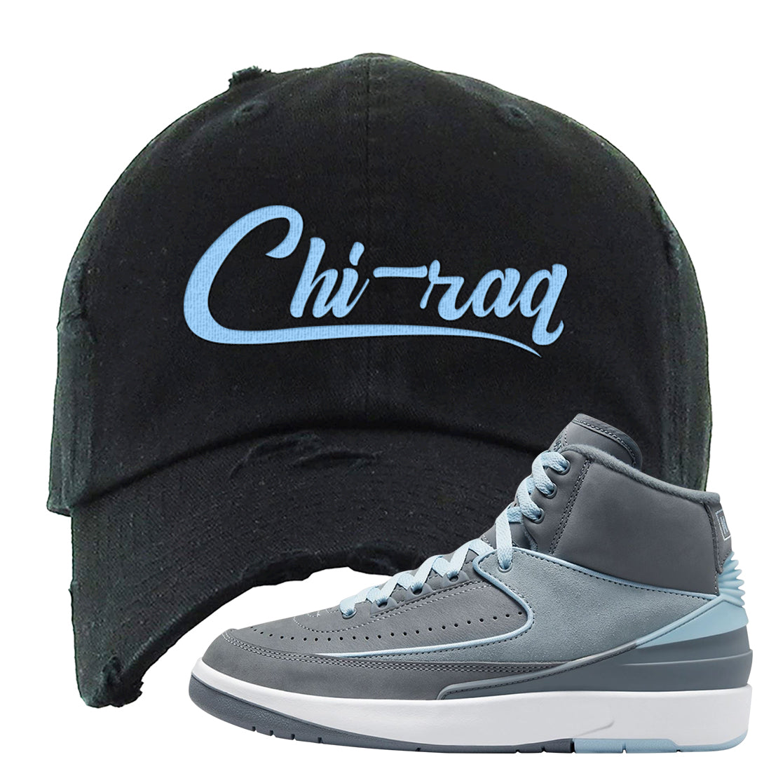 Cool Grey 2s Distressed Dad Hat | Chiraq, Black