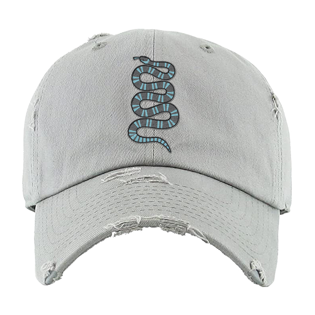Cool Grey 2s Distressed Dad Hat | Coiled Snake, Light Gray