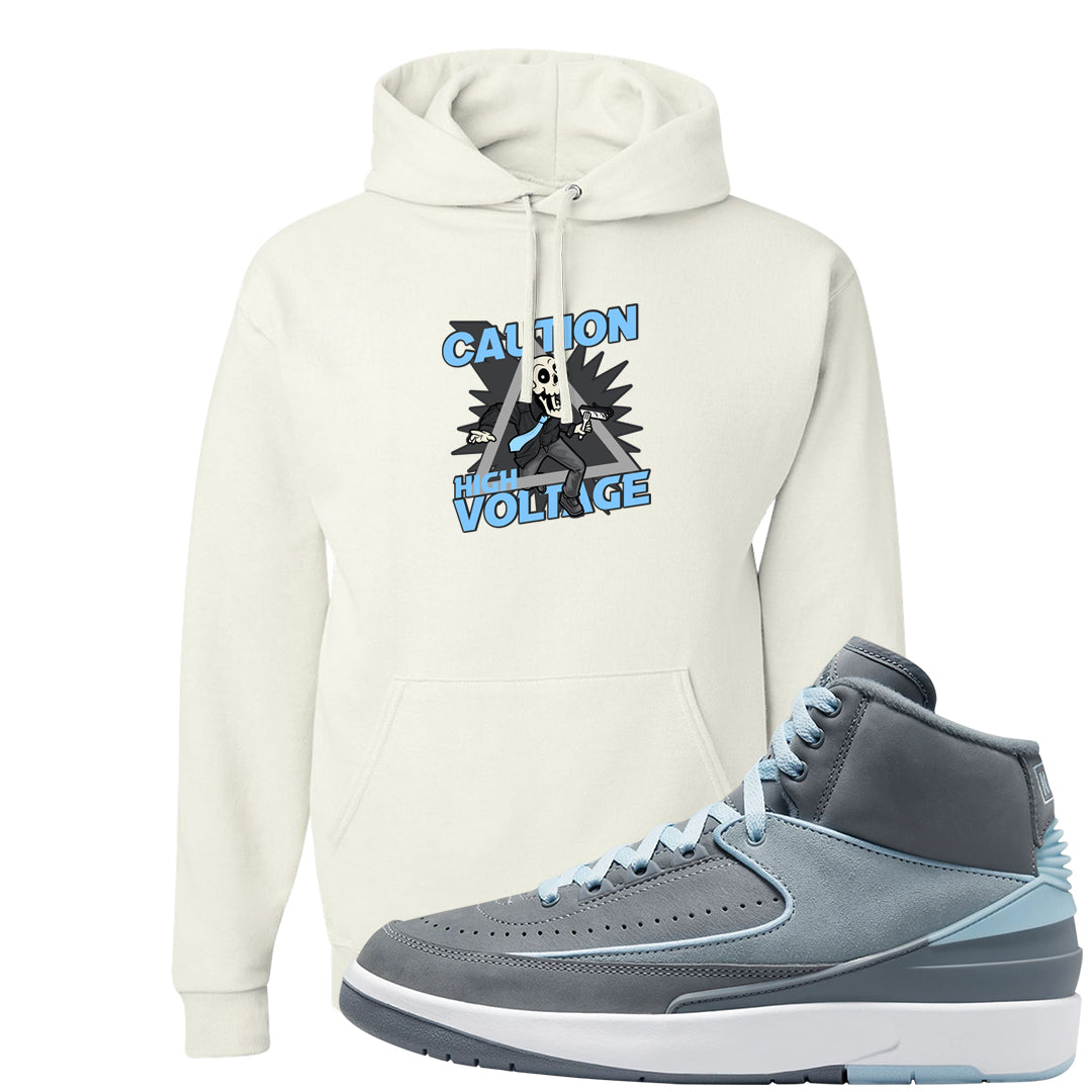 Cool Grey 2s Hoodie | Caution High Voltage, White