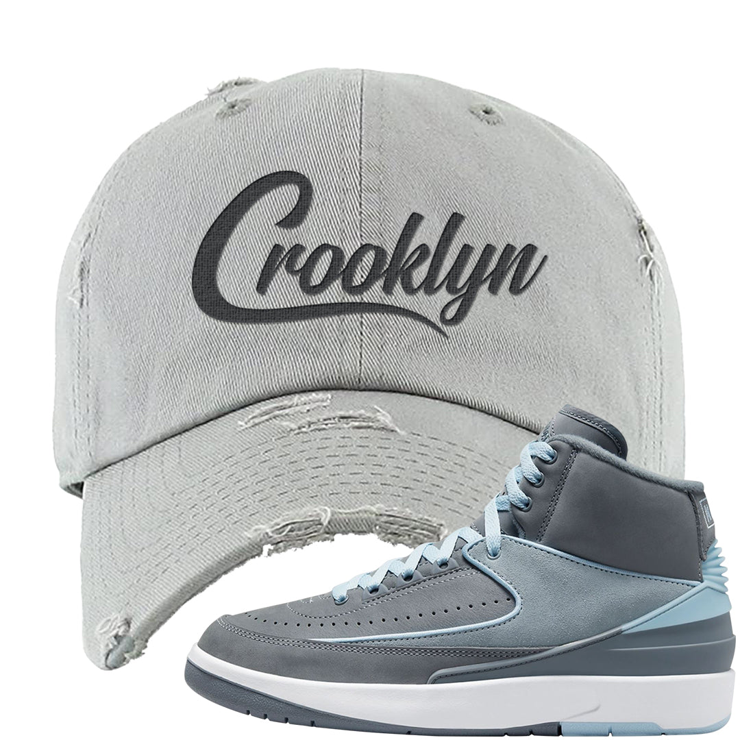 Cool Grey 2s Distressed Dad Hat | Crooklyn, Light Gray