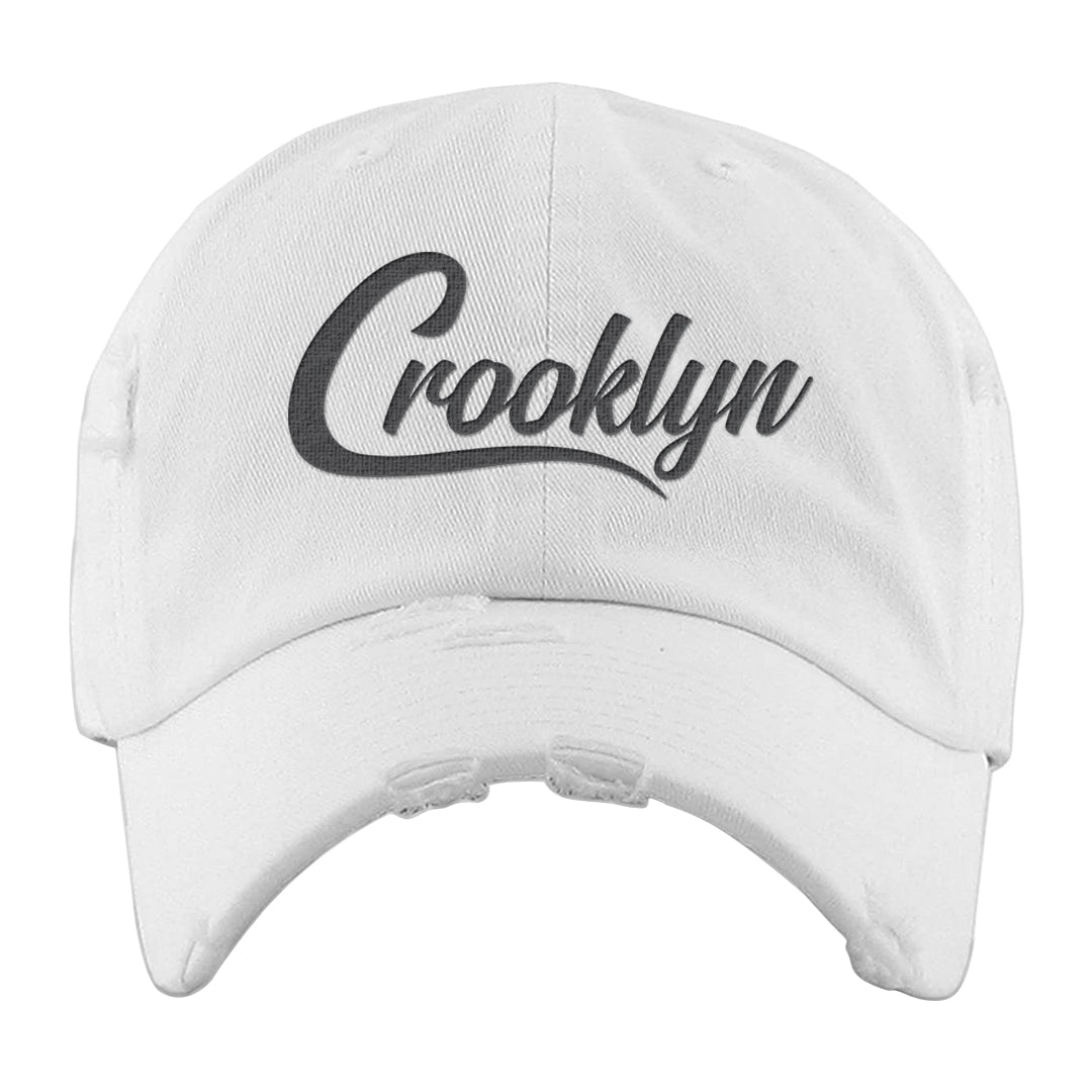 Cool Grey 2s Distressed Dad Hat | Crooklyn, White
