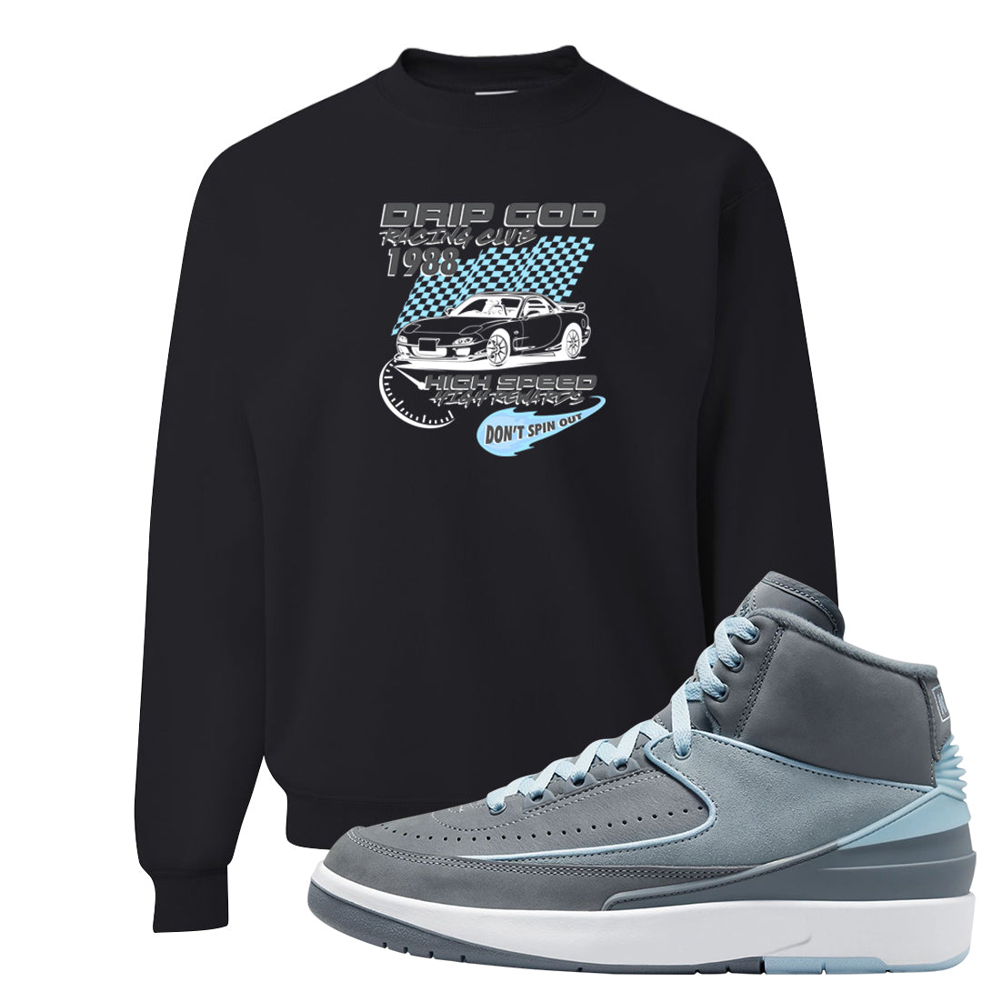 Cool Grey 2s Crewneck Sweatshirt | Drip God Racing Club, Black