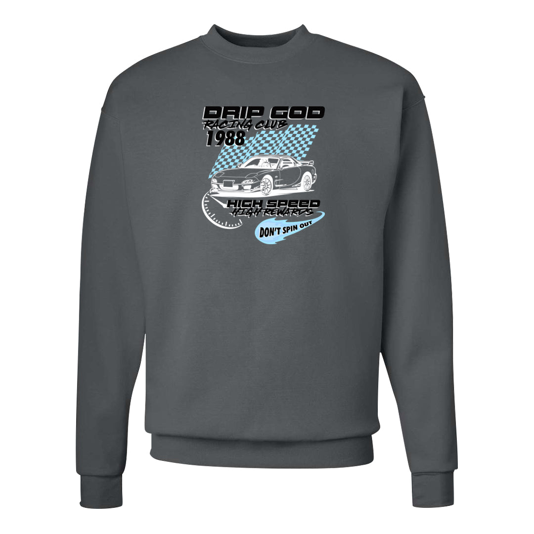 Cool Grey 2s Crewneck Sweatshirt | Drip God Racing Club, Smoke Grey