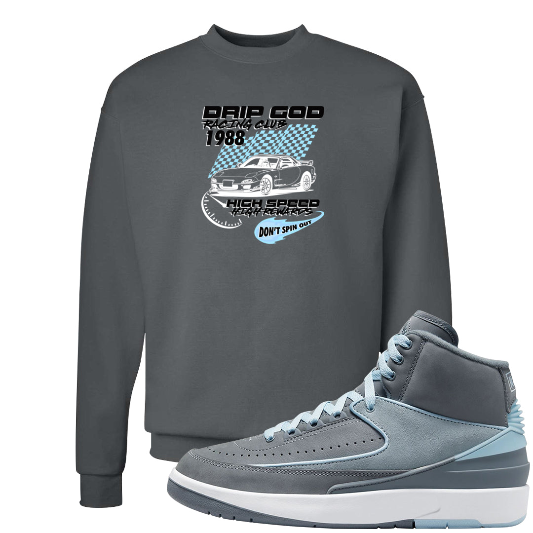 Cool Grey 2s Crewneck Sweatshirt | Drip God Racing Club, Smoke Grey