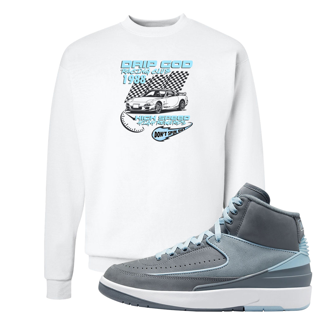 Cool Grey 2s Crewneck Sweatshirt | Drip God Racing Club, White