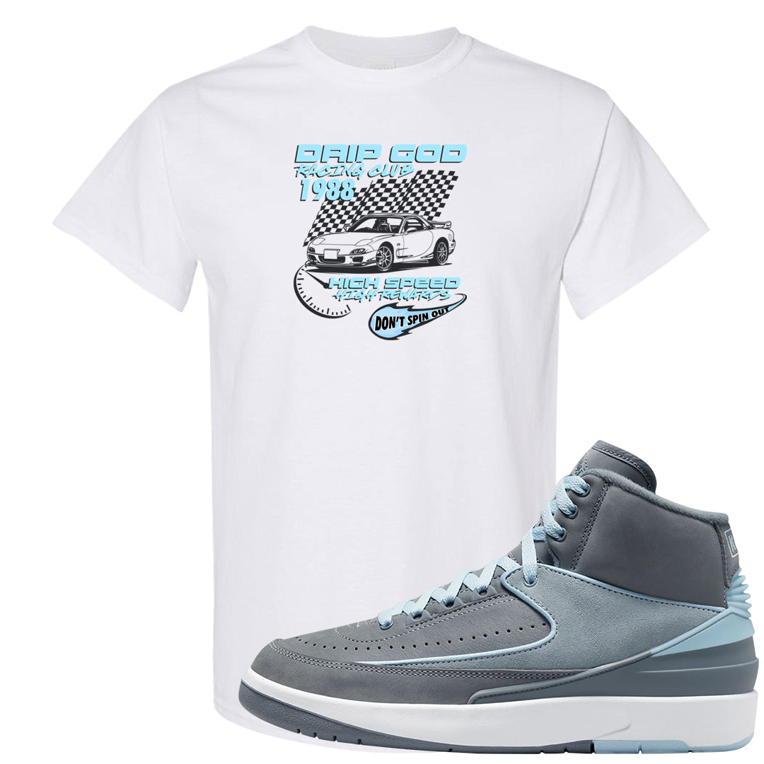 Cool Grey 2s T Shirt | Drip God Racing Club, White