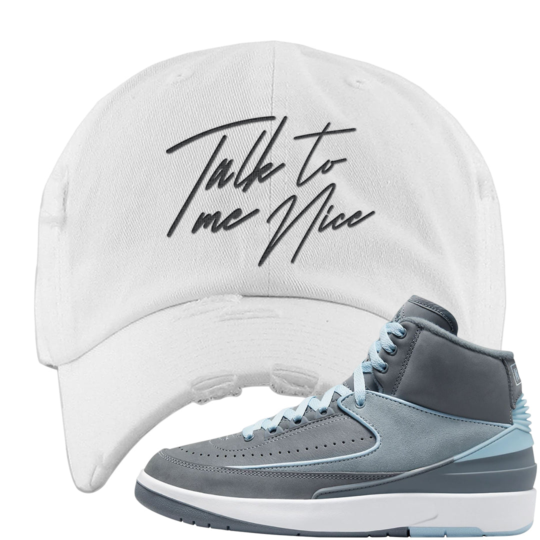 Cool Grey 2s Distressed Dad Hat | Talk To Me Nice, White