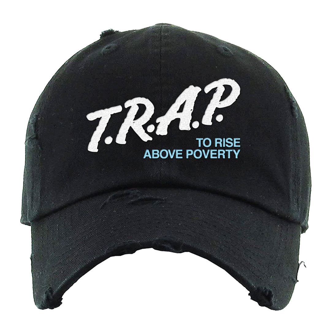 Cool Grey 2s Distressed Dad Hat | Trap To Rise Above Poverty, Black
