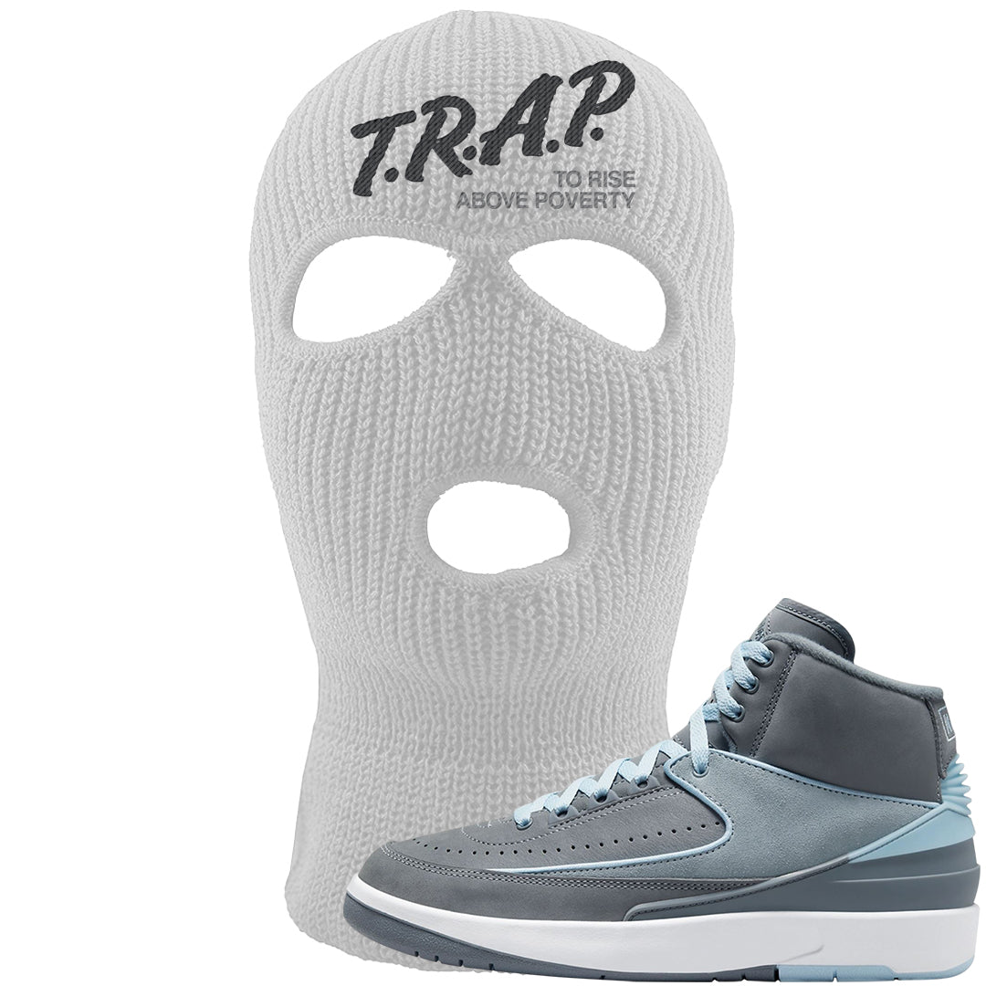 Cool Grey 2s Ski Mask | Trap To Rise Above Poverty, White