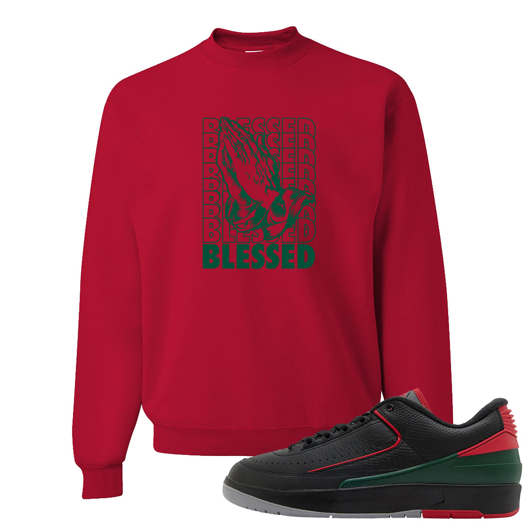 Italy Low 2s Crewneck Sweatshirt | Blessed Praying Hands, Red