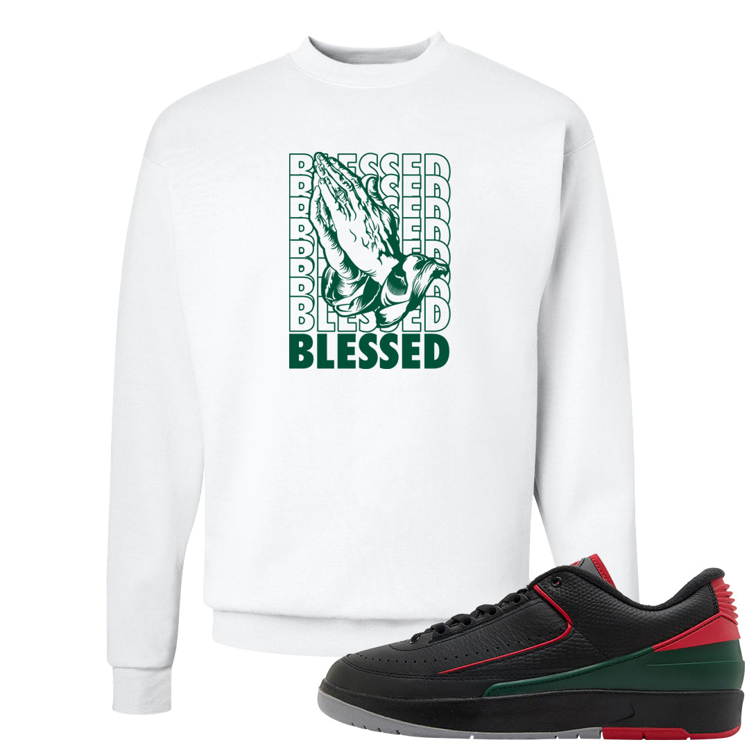Italy Low 2s Crewneck Sweatshirt | Blessed Praying Hands, White