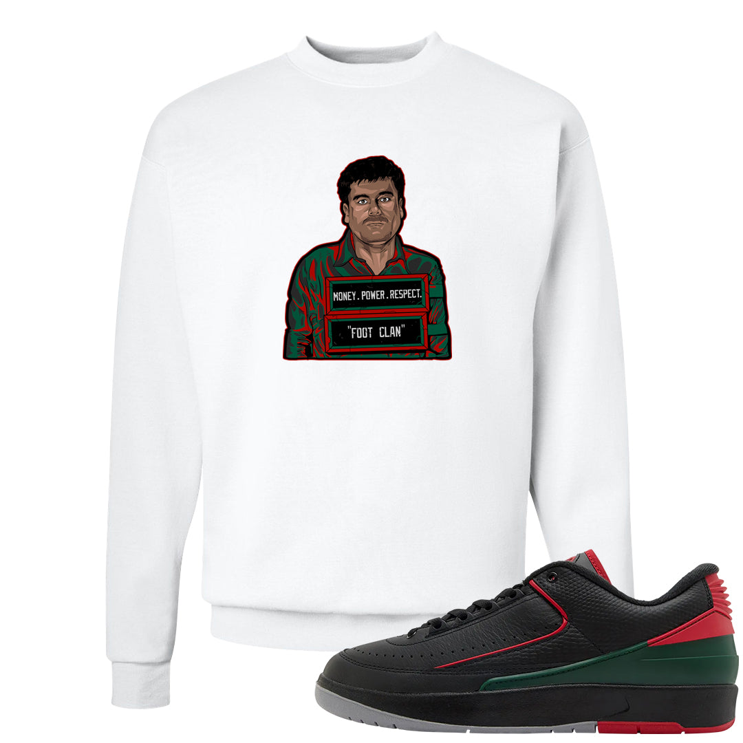 Italy Low 2s Crewneck Sweatshirt | El Chapo Illustration, White