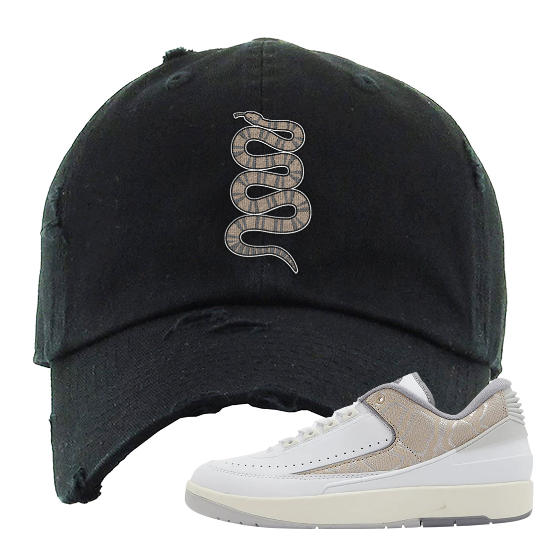 Python Low 2s Distressed Dad Hat | Coiled Snake, Black