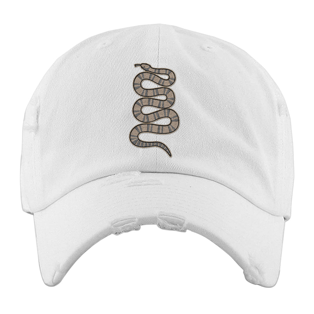 Python Low 2s Distressed Dad Hat | Coiled Snake, White