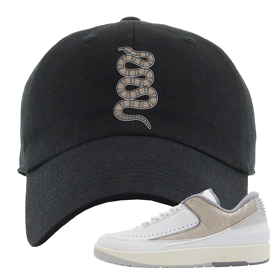Python Low 2s Dad Hat | Coiled Snake, Black