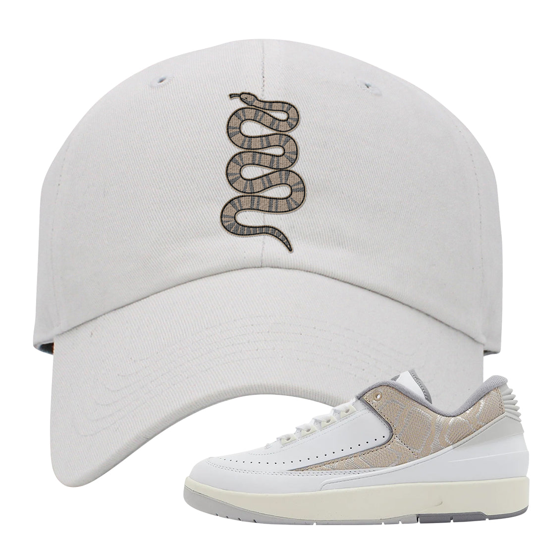 Python Low 2s Dad Hat | Coiled Snake, White