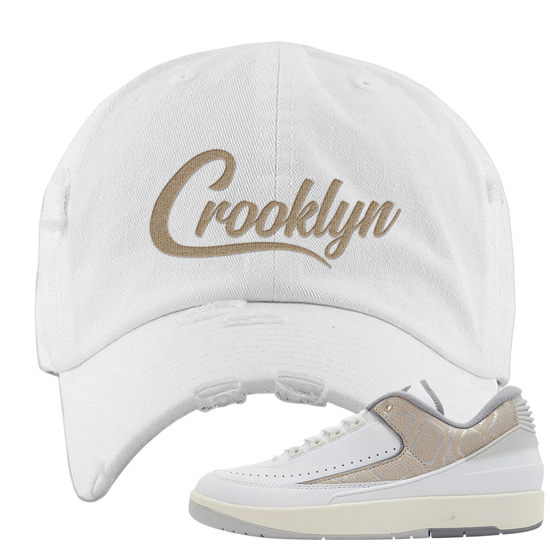 Python Low 2s Distressed Dad Hat | Crooklyn, White
