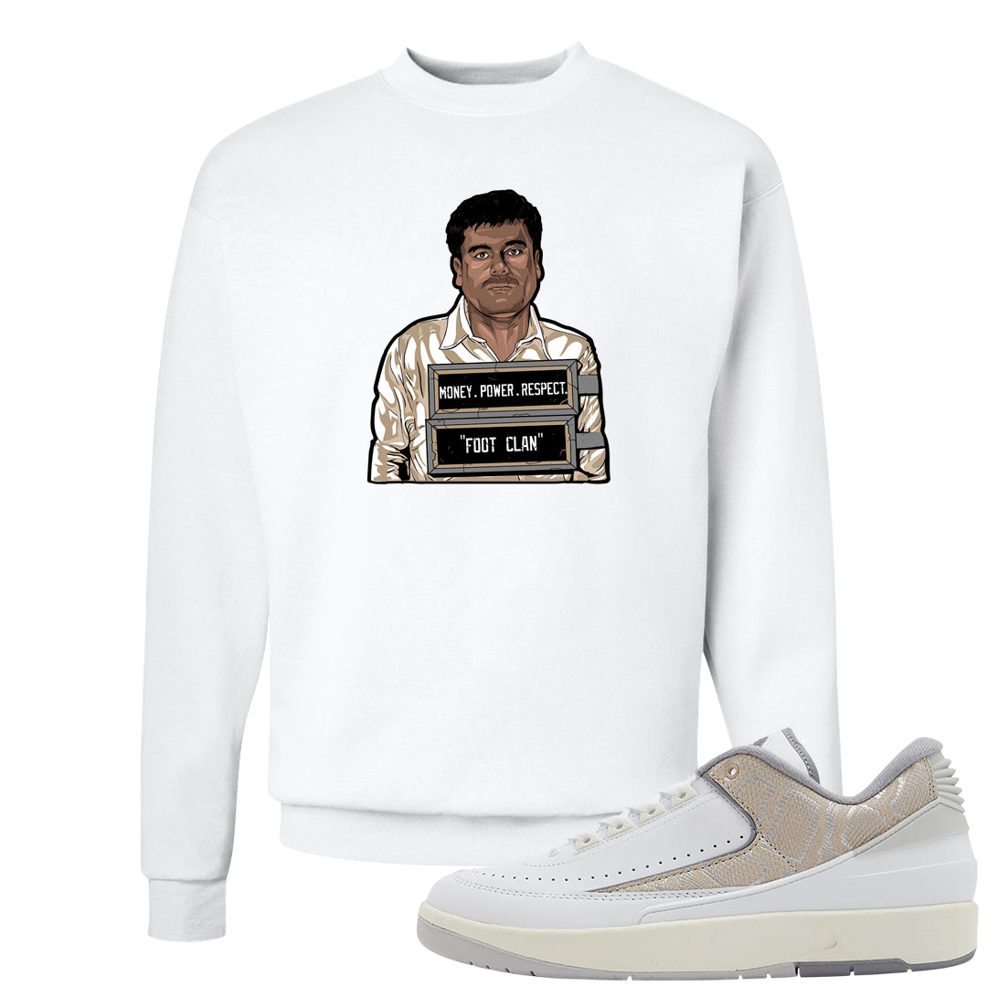 Python Low 2s Crewneck Sweatshirt | El Chapo Illustration, White