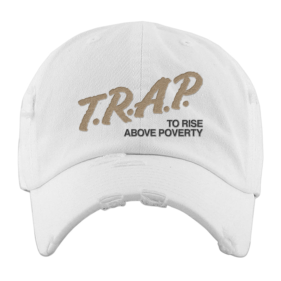 Python Low 2s Distressed Dad Hat | Trap To Rise Above Poverty, White