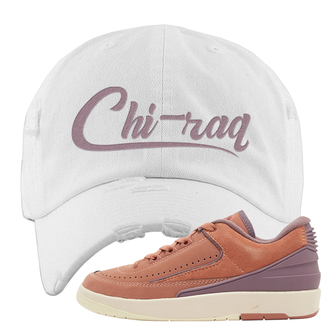 Sky Orange Low 2s Distressed Dad Hat | Chiraq, White