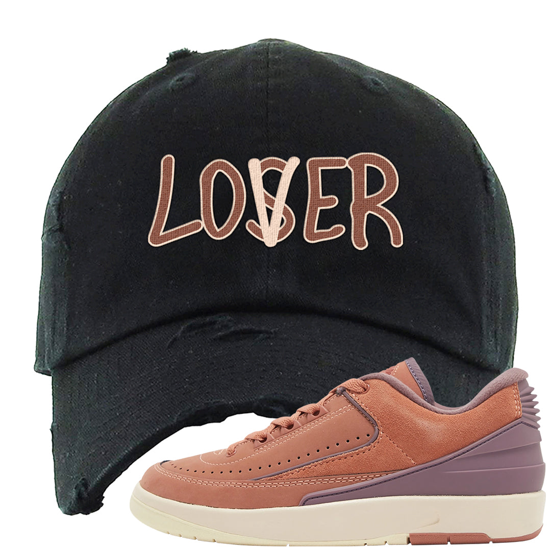 Sky Orange Low 2s Distressed Dad Hat | Lover, Black