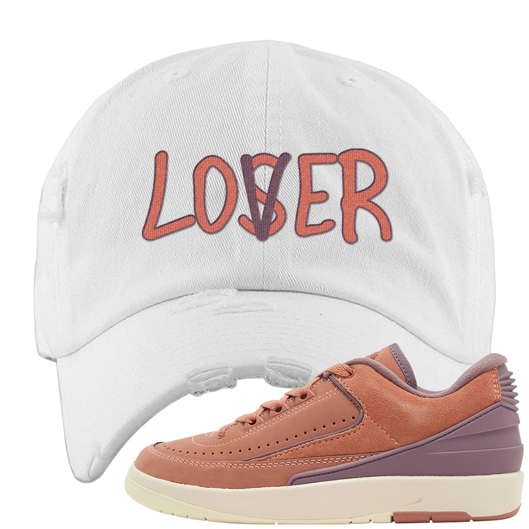Sky Orange Low 2s Distressed Dad Hat | Lover, White