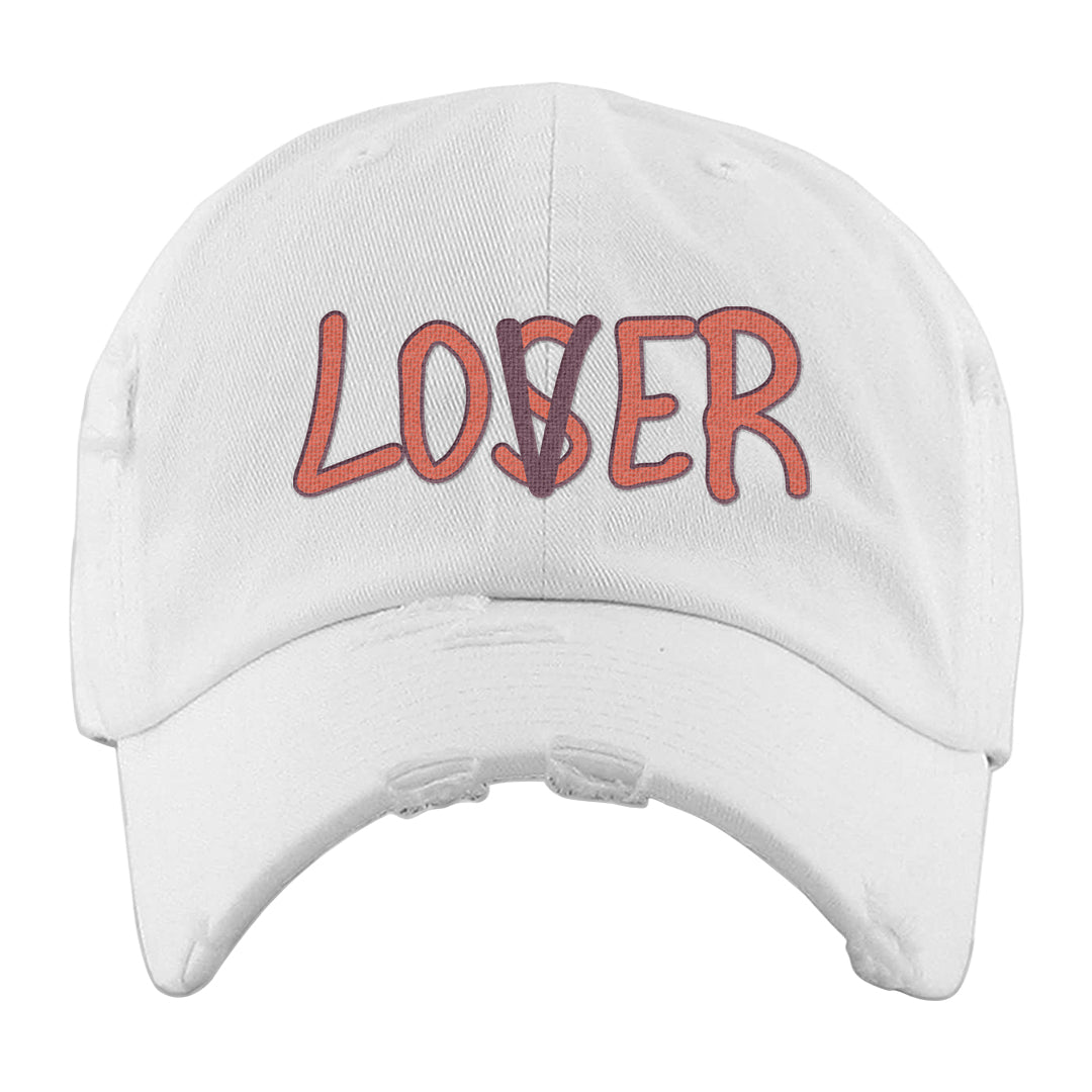 Sky Orange Low 2s Distressed Dad Hat | Lover, White