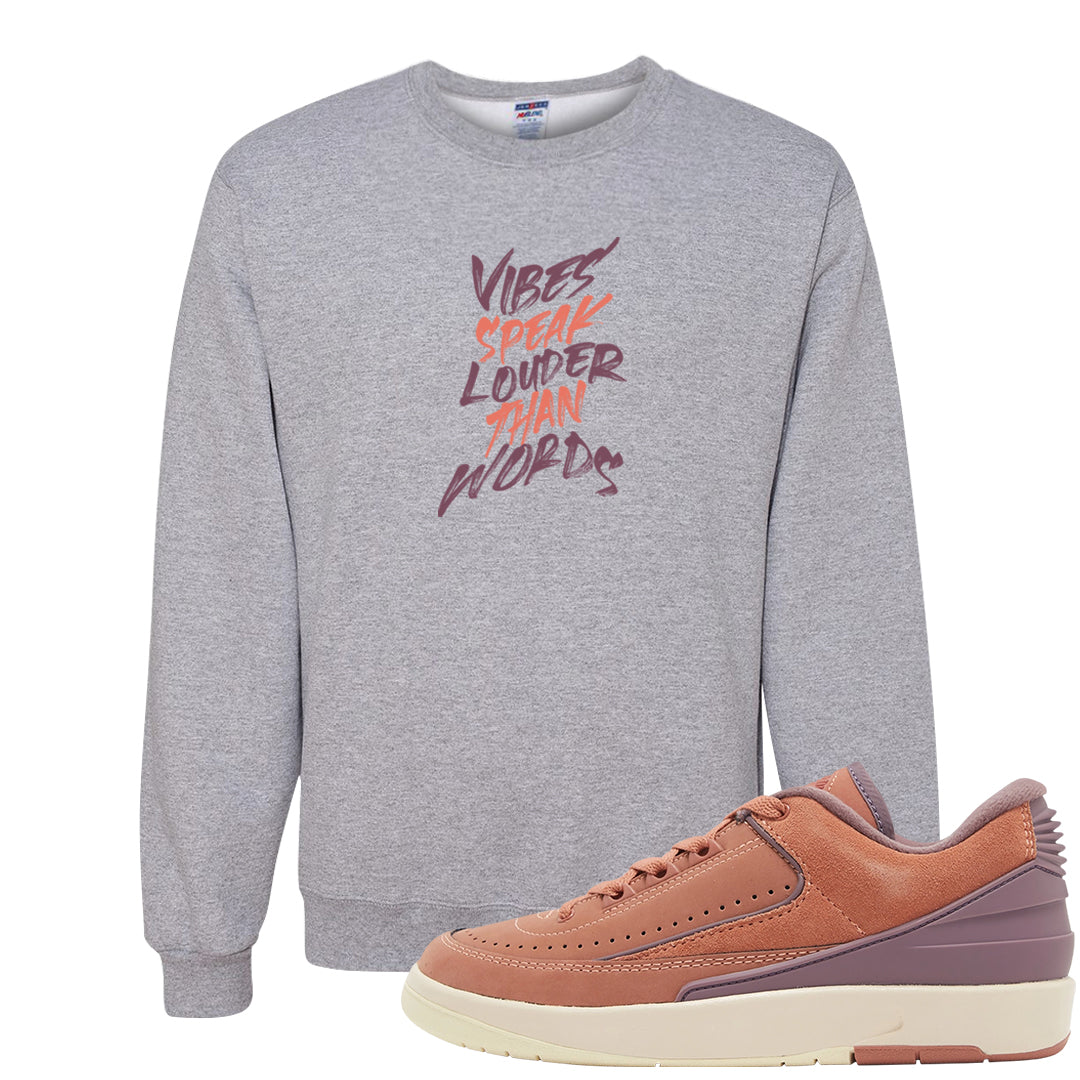 Sky Orange Low 2s Crewneck Sweatshirt | Vibes Speak Louder Than Words, Ash