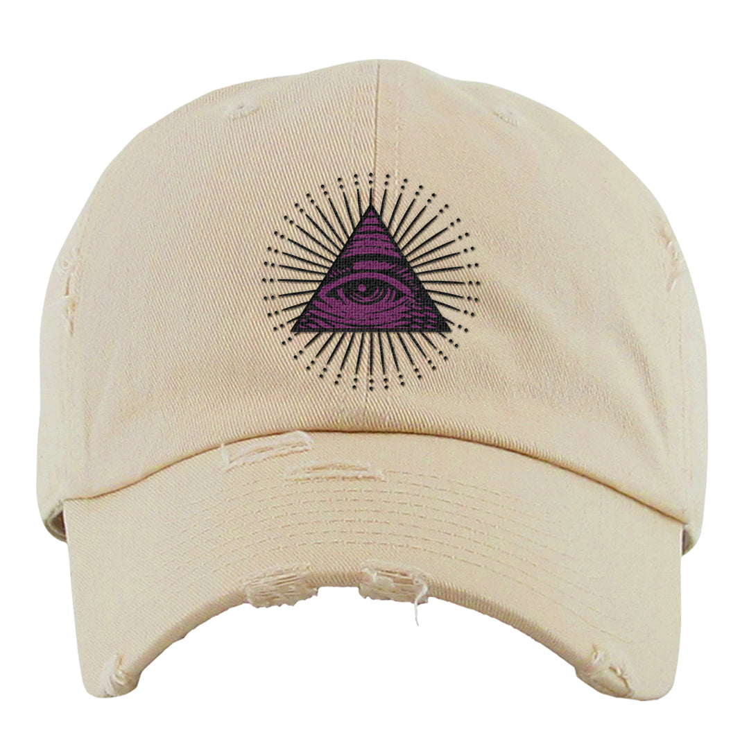Off Noir 2s Distressed Dad Hat | All Seeing Eye, Ivory