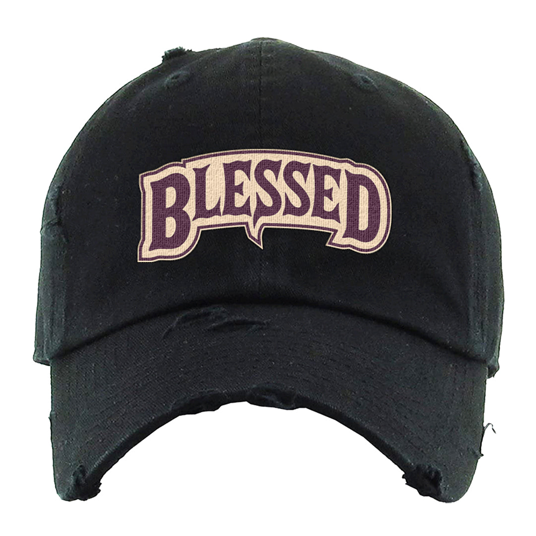 Off Noir 2s Distressed Dad Hat | Blessed Arch, Black